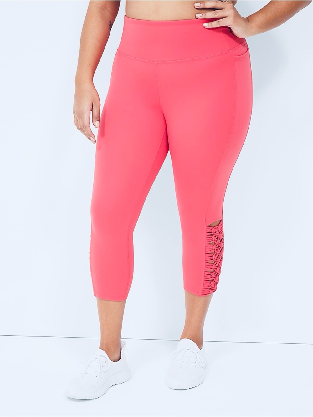 LIVI Lane Bryant Pink Macrame Soft Capri Leggings 18/20 Plus Size